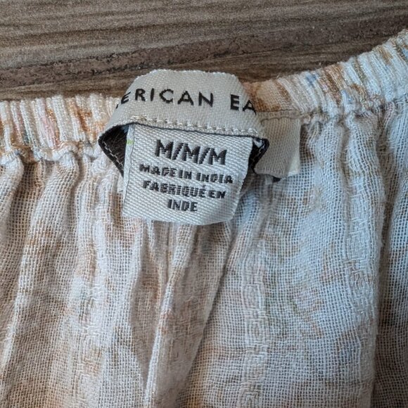 American Eagle Floral Puff Sleeve Mini Dress Medium Beige Boho - Picture 4 of 7